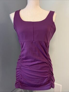 Zobha Purple Stretch Rouche Tank XL Built in Shelf Bra